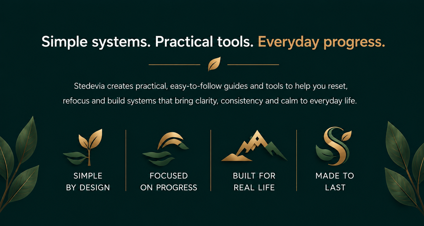 Stedevia: simple systems, practical tools, everyday progress